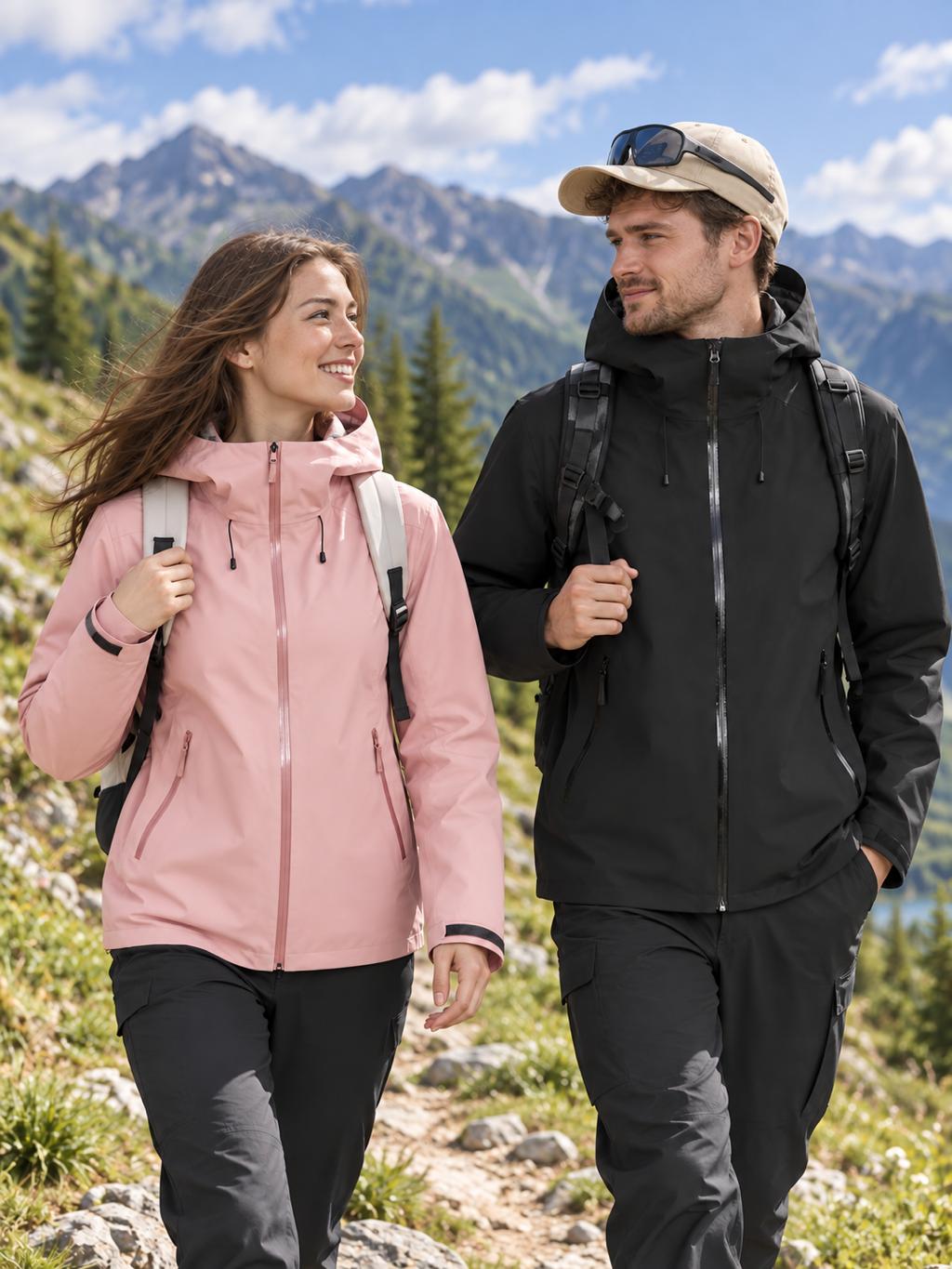Fernlow Unisex Waterproof Rain Jacket with Underarm Vent Zips