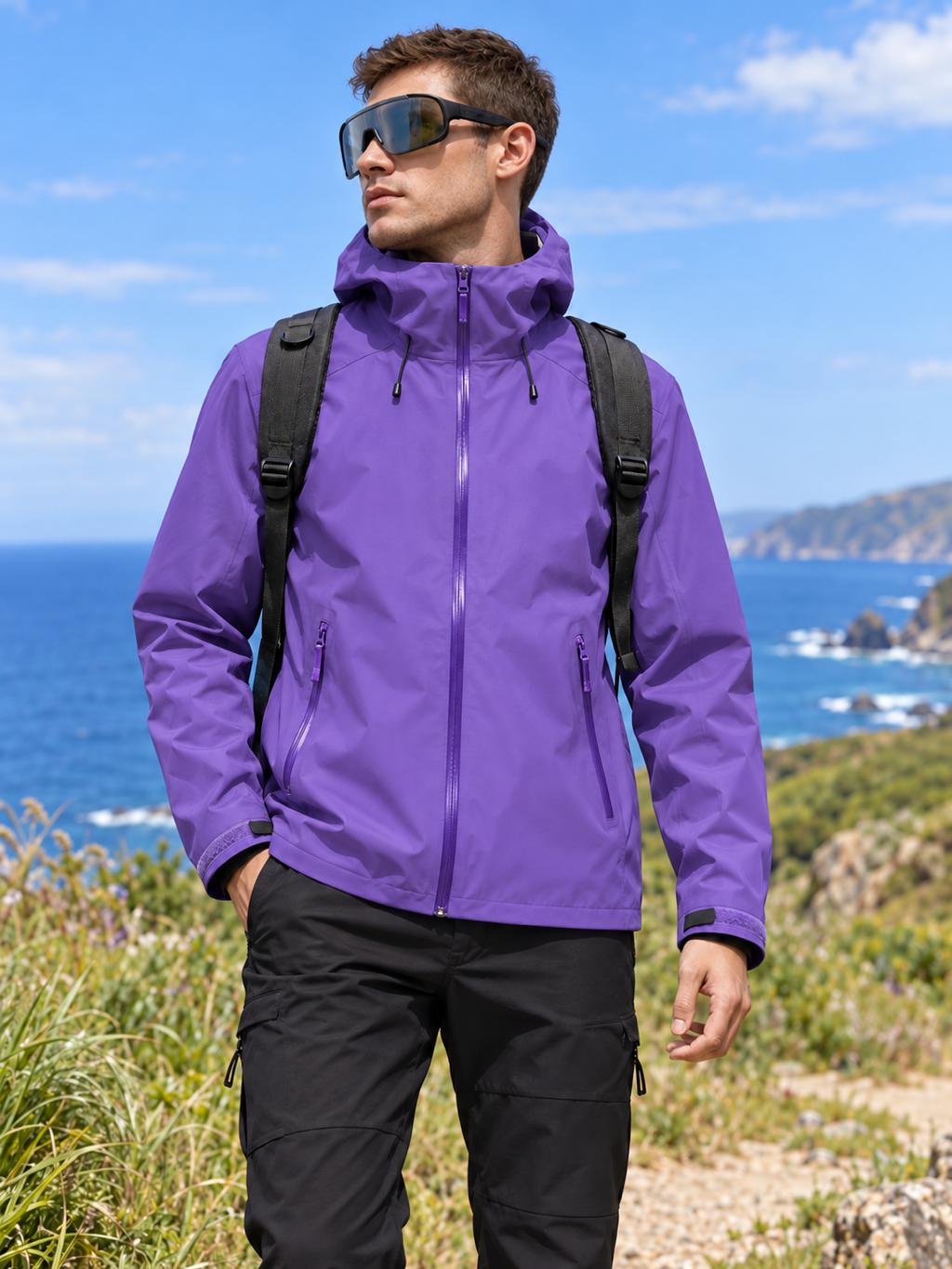 Fernlow Unisex Waterproof Rain Jacket with Underarm Vent Zips