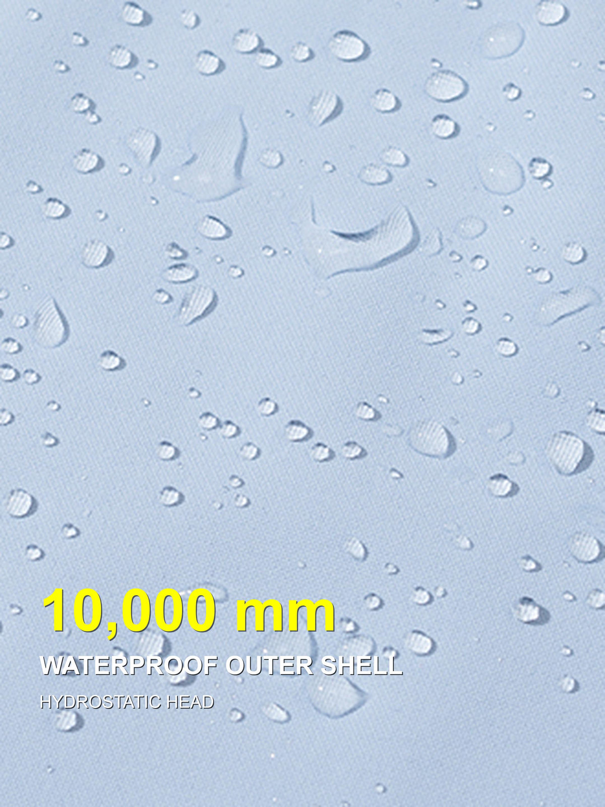 Outer shell with water droplets and a stated 10000 mm hydrostatic head