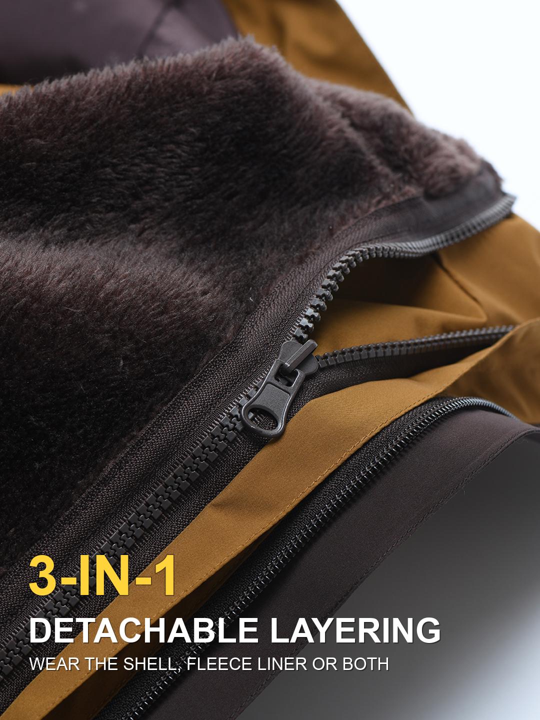 Detachable fleece liner and outer shell zip detail
