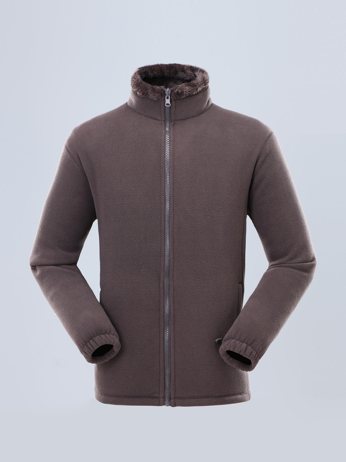 Brown detachable fleece liner front view